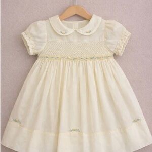 Elegant Cream Kids Dress with Embroidery
